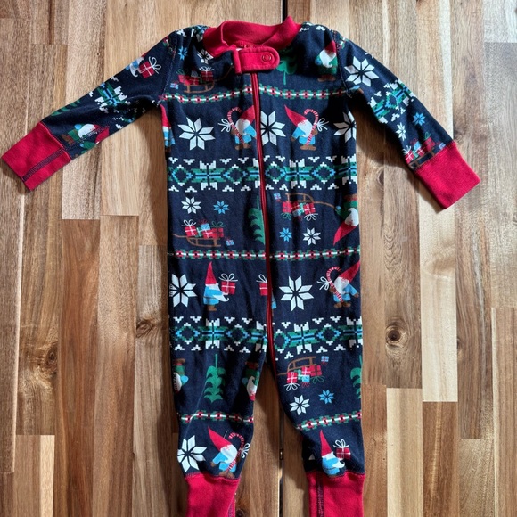 Hanna Andersson Other - Hanna Andersson Baby Gnome Fair Isle Organic Cotton Sleeper Pajama Navy Red 3-6M